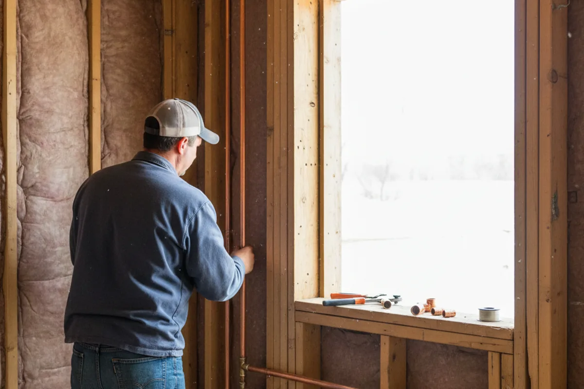 Licensed plumber running new copper supply lines in a Marysville home