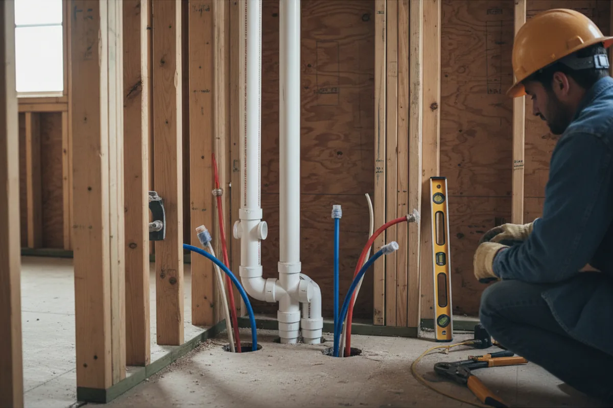 Drain and supply rough-in during Leak Detection in Marysville